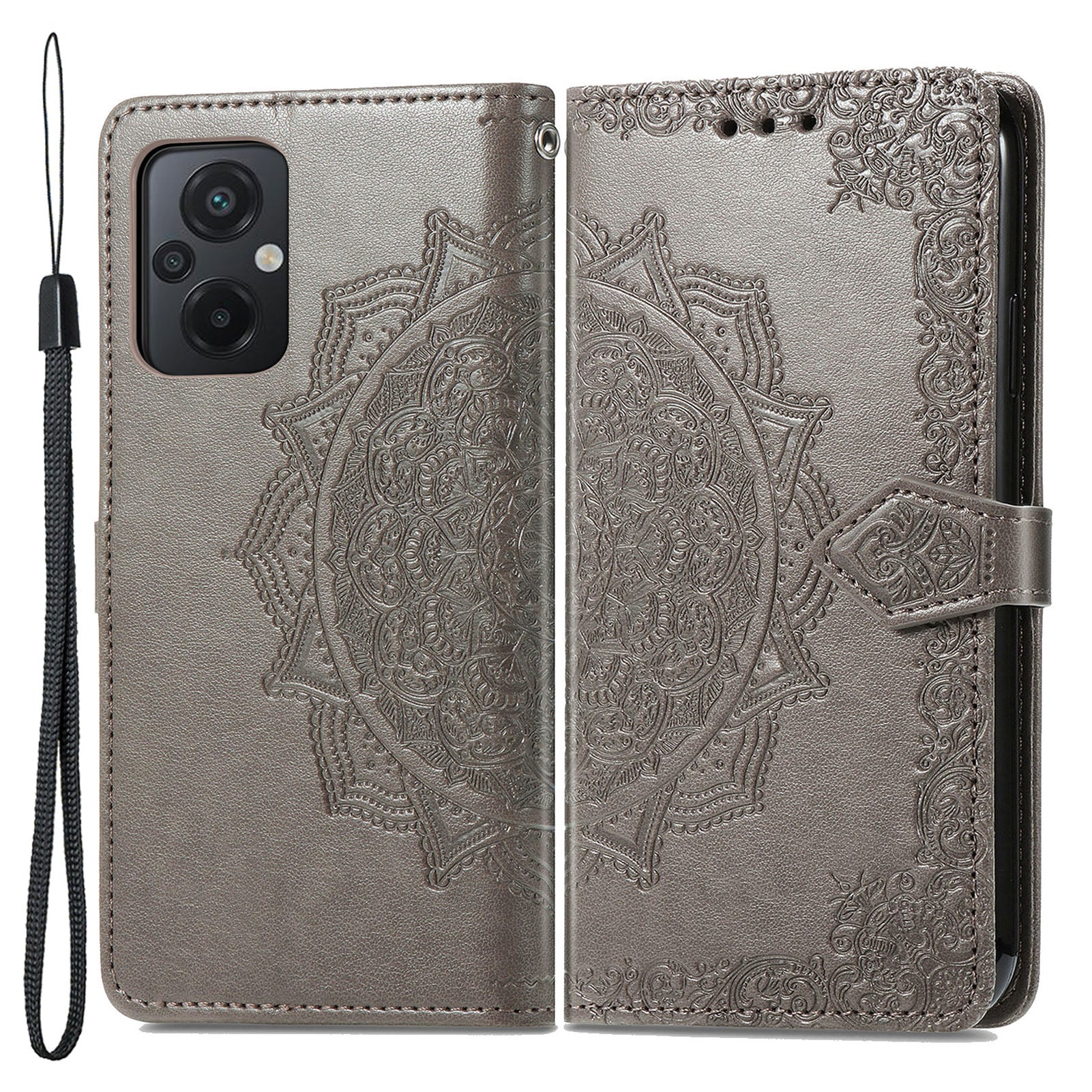 For Xiaomi Poco M5 4G Embossed Mandala Pattern PU Leather Cover Magnetic Closure Stand Flip Wallet Phone Case with Strap For Xiaomi Poco M5 4G Embossed Mandala Pattern PU Leather Cover Magnetic Closure Stand Flip Wallet Phone Case with Strap